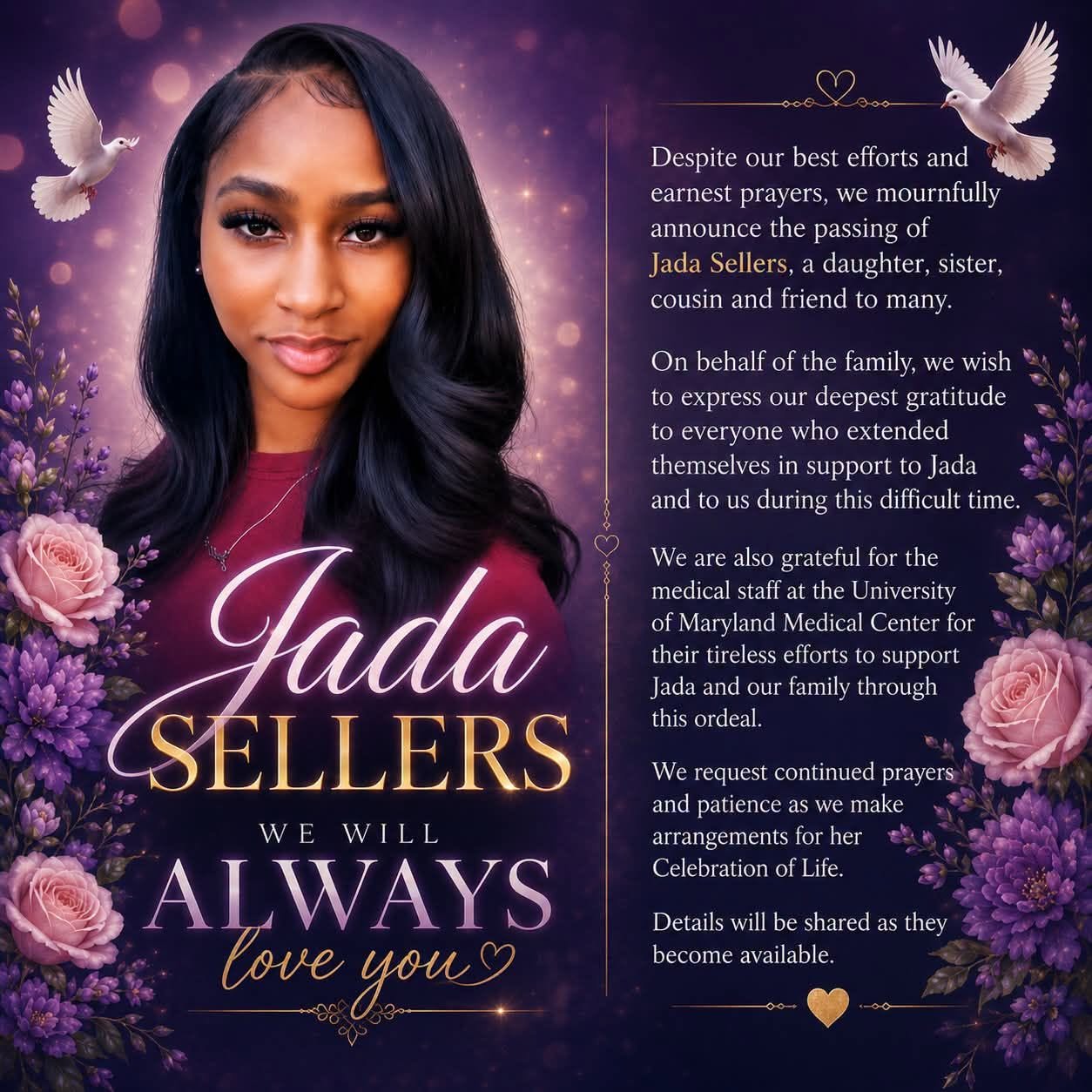 Jada Sellers, Baltimore, Shooting Maryland, Obituary-Death: Family Member Remembered as Loved Ones Mourn Her Passing